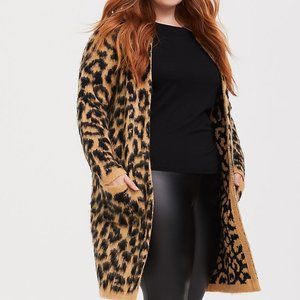 Torrid Leopard Brush Long Cardigan Size 1